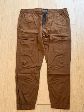 Iron Co Brown Cargo Jogger Pants Men’s XL Utility Drawstring